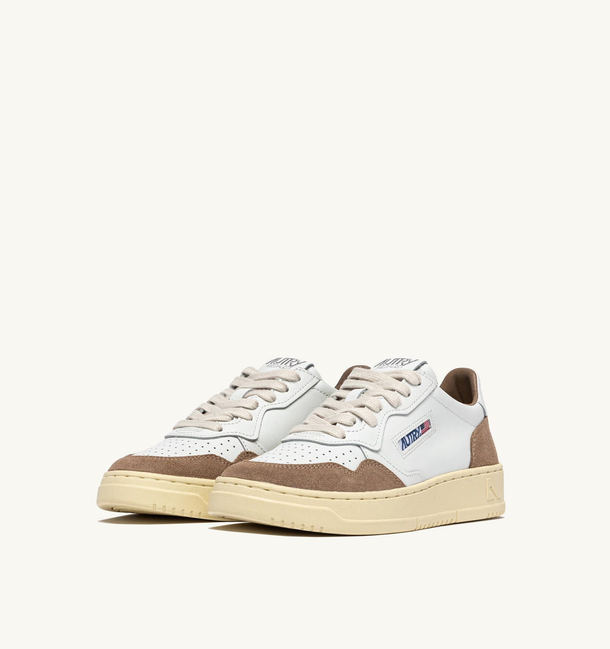 Medalist Low Sneaker – White Leather & Antelope Suede