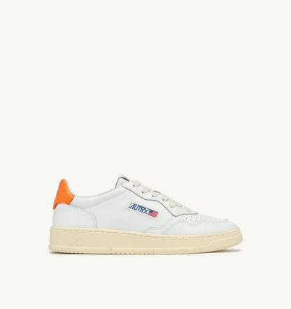 Medalist Low Sneaker – White/Persimmon Orange Leather