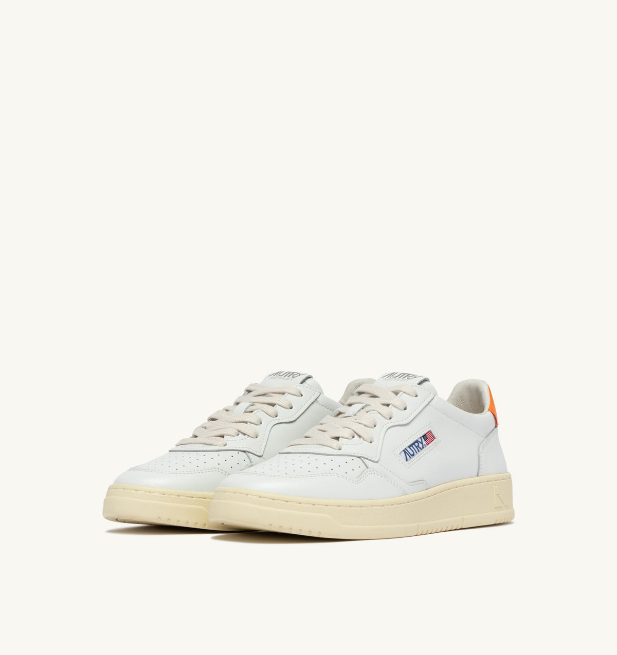 Medalist Low Sneaker – White/Persimmon Orange Leather
