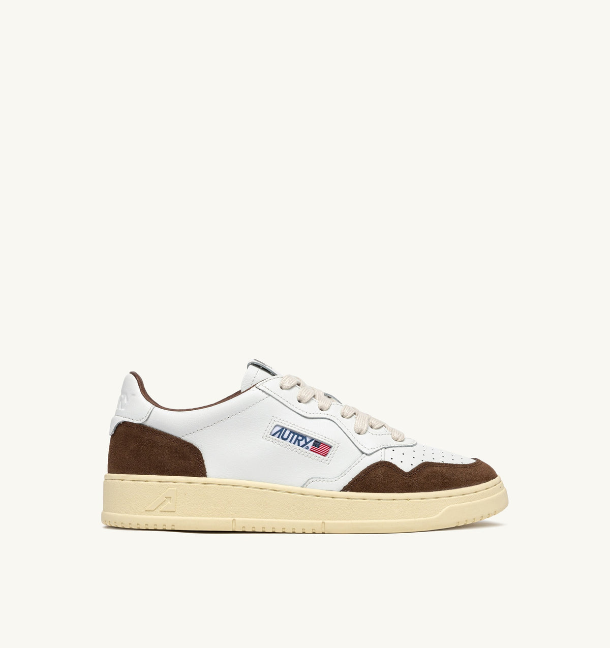 Medalist Low Sneaker – White Leather & Tundra Suede