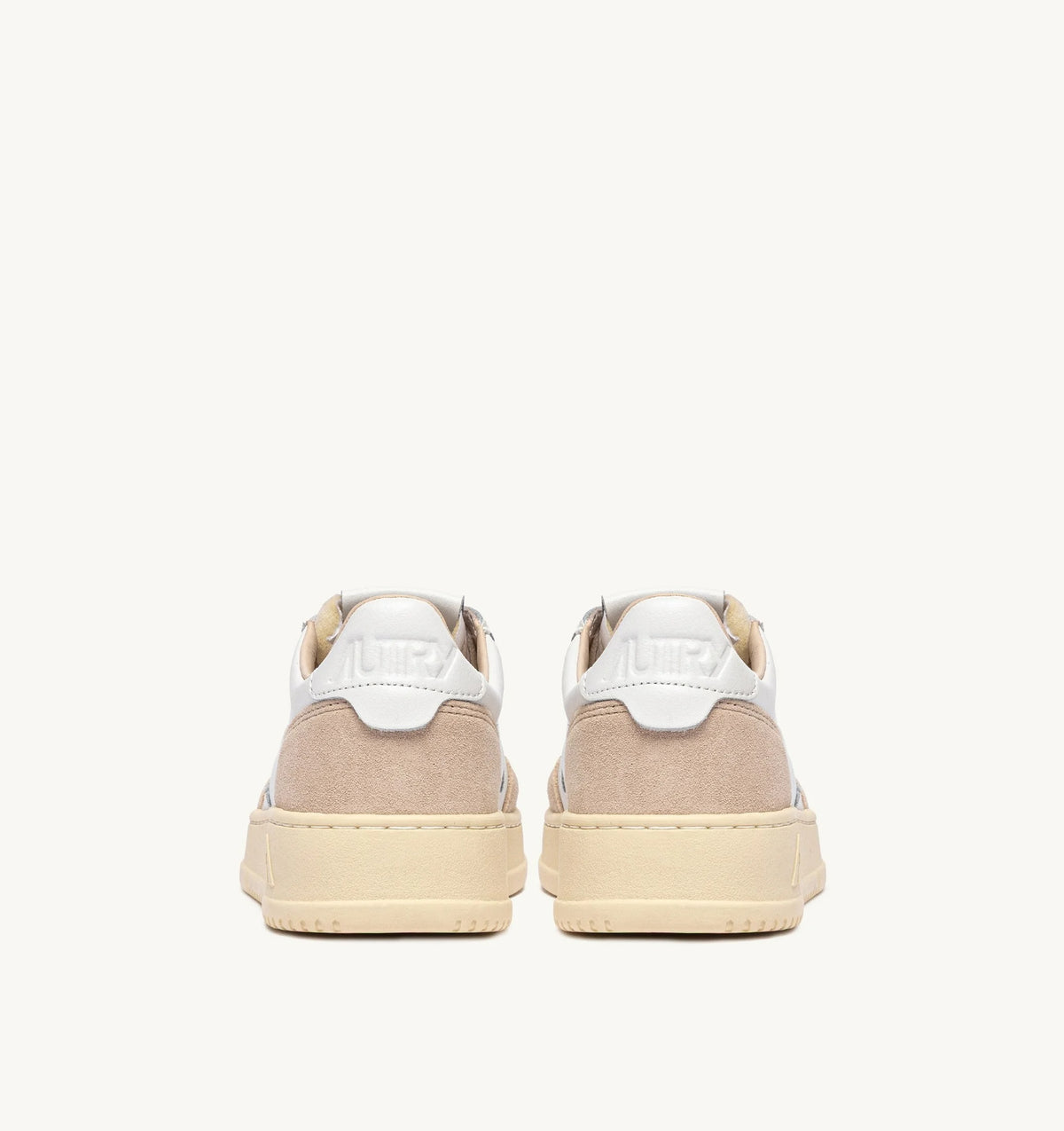 Medalist Low Sneaker – White Leather & Beige Suede
