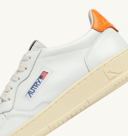 Medalist Low Sneaker – White/Persimmon Orange Leather