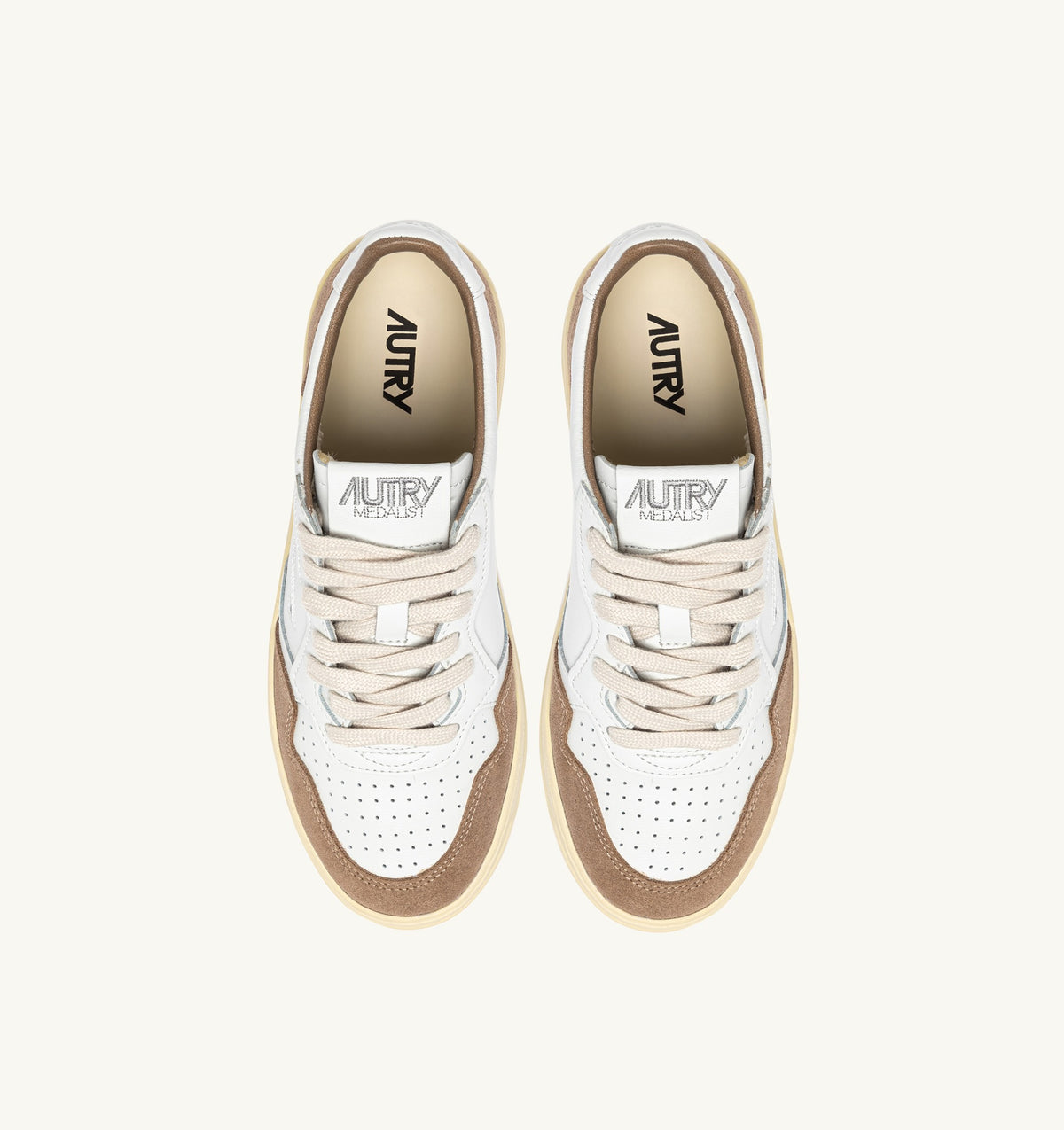 Medalist Low Sneaker – White Leather & Antelope Suede