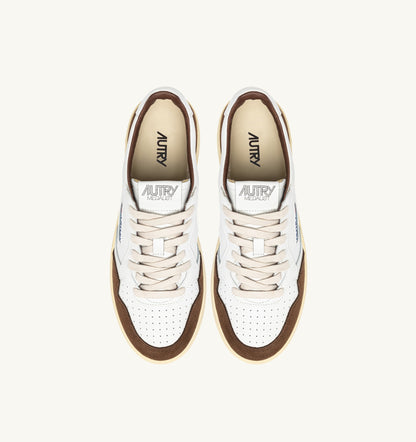 Medalist Low Sneaker – White Leather & Tundra Suede