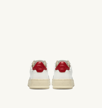 Medalist Low Sneaker – White/Red Leather