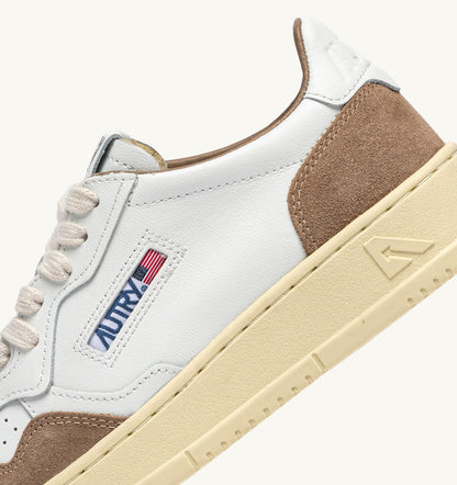 Medalist Low Sneaker – White Leather & Antelope Suede