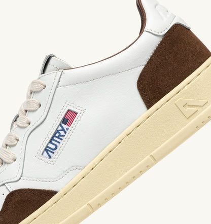 Medalist Low Sneaker – White Leather & Tundra Suede