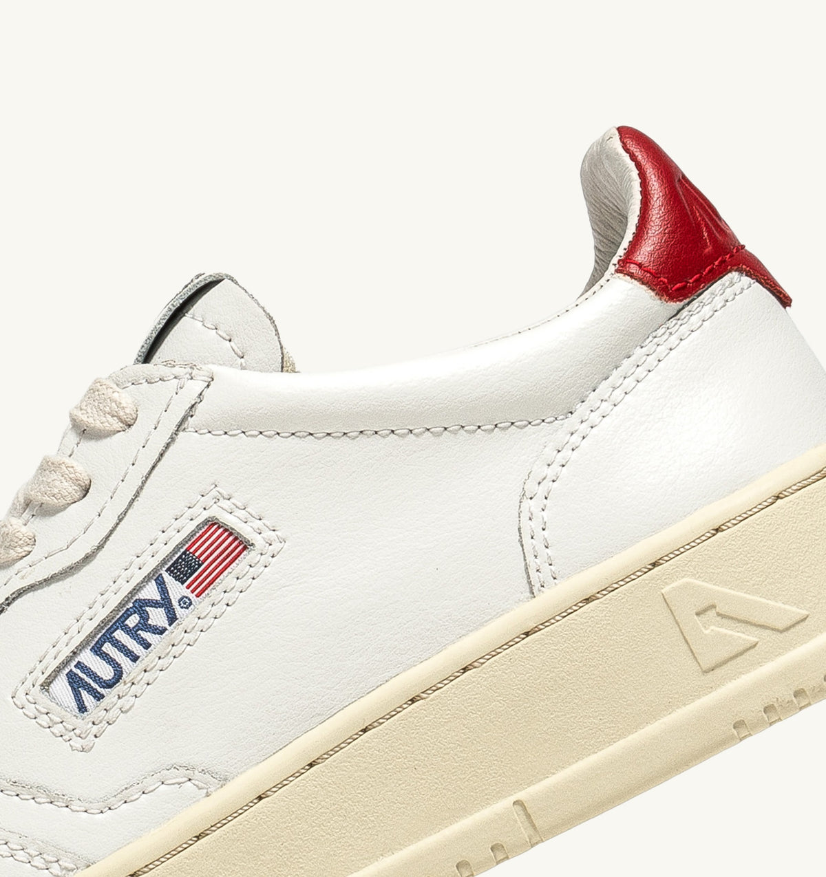 Medalist Low Sneaker – White/Red Leather