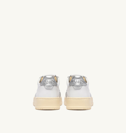 Medalist Low Sneaker – White/Silver Leather