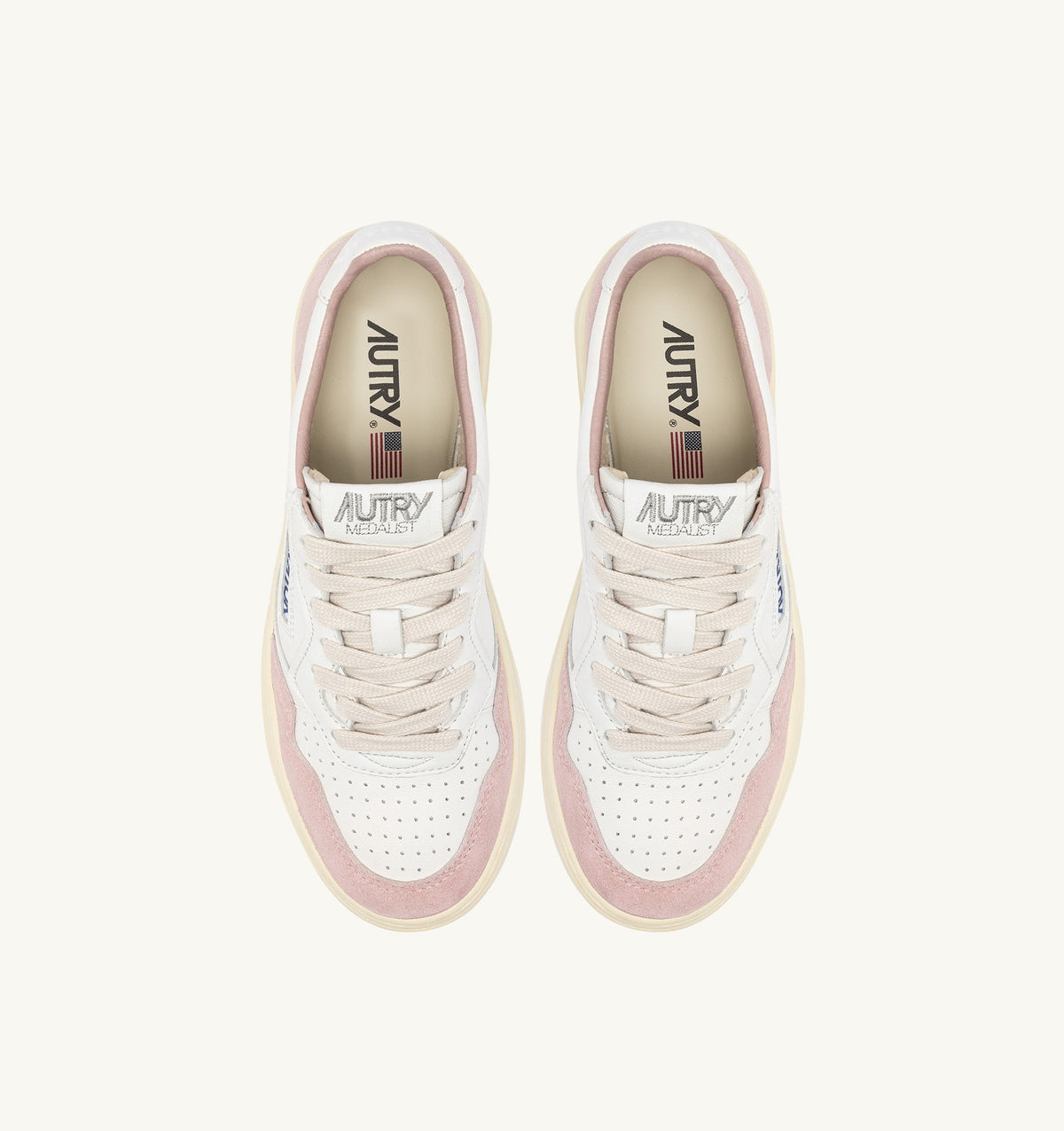 Medalist Low Sneaker – White/Powder Leather & Suede