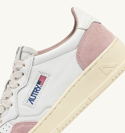Medalist Low Sneaker – White/Powder Leather & Suede