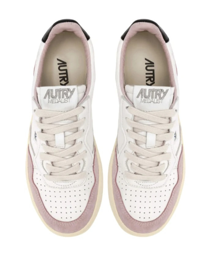 Medalist Low Sneaker – White/Pink Leather