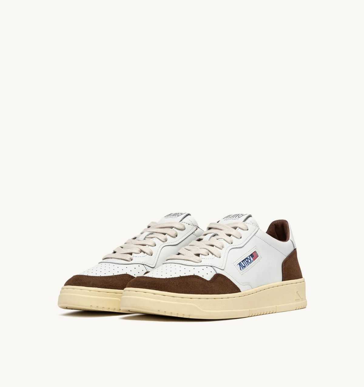 Medalist Low Sneaker – White Leather & Tundra Suede