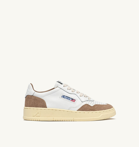 Medalist Low Sneaker – White Leather & Antelope Suede